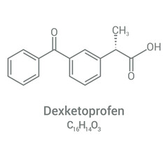 chemical structure of Dexketoprofen (C16H14O3)