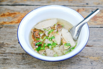  Thai breakfast rice soup with pork.