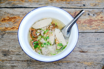  Thai breakfast rice soup with pork.