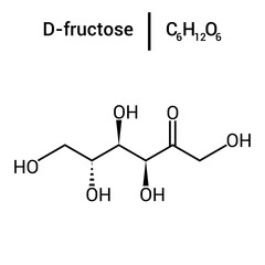 chemical structure of d-fructose (C6H12O6)