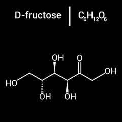 chemical structure of d-fructose (C6H12O6)