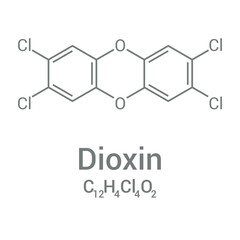 chemical structure of 2,3,7,8-Tetrachlorodibenzodioxin or dioxin (C12H4Cl4O2)