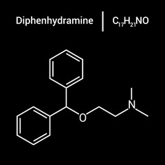 chemical structure of Diphenhydramine (C17H21NO)