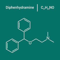 chemical structure of Diphenhydramine (C17H21NO)