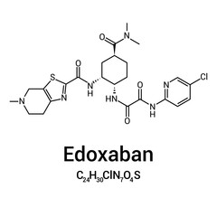 chemical structure of Edoxaban (C24H30ClN7O4S)