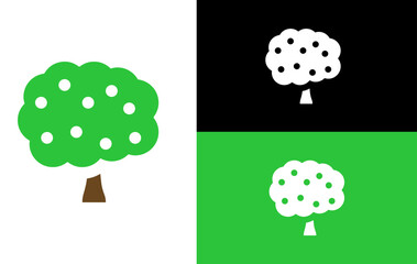 Fruits, plant, flower vector icon with color and black and white eps 8