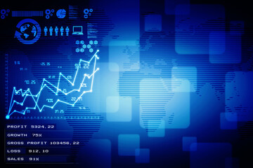 2d rendering Stock market online business concept. business Graph 