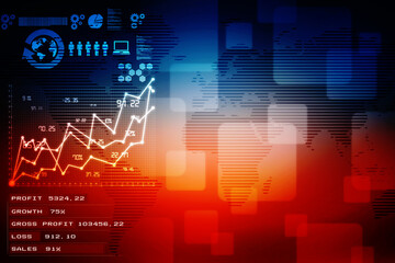 2d rendering Stock market online business concept. business Graph 