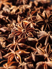 Closeup of dried aniseed on table