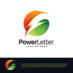 circle logo with thunder sign in negative space