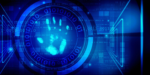 2d Illustration Fingerprint Scanning Technology Concept 