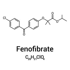 chemical structure of Fenofibrate (C20H21ClO4)