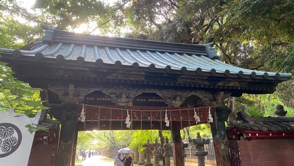 Entrance gate to the Japanese shrine “Ueno Toshogu”, built in year 1627, Ueno Tokyo Japan

