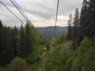 Photo of the Carpathian Mountains in the spring of 2022.