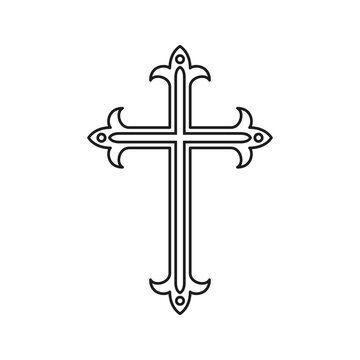 Christian cross isolated on white background. Vector illustration