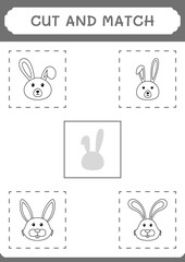 Cut and match parts of Rabbit, game for children. Vector illustration, printable worksheet