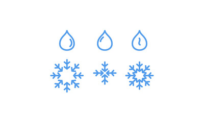 Set of Snowflake and Water Icon Vector