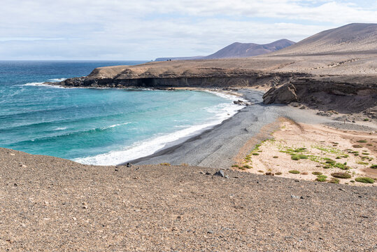 Scenic View of Sealandscape and Mountains,Playa de la Solapa,Fuerteventura,Canary Island