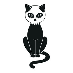 Black cat with a skull on its head. Vector illustration for Halloween