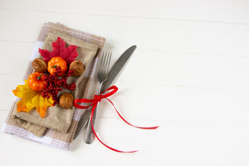 Autumn place settings, Halloween and Thanksgiving background