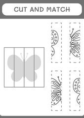 Cut and match parts of Butterfly, game for children. Vector illustration, printable worksheet