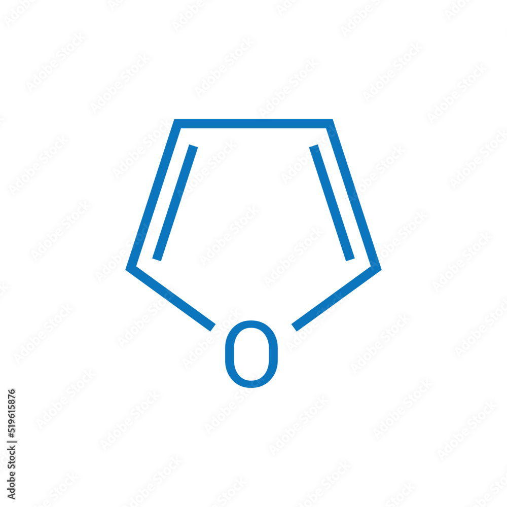 Sticker chemical structure of Furan (C4H4O)