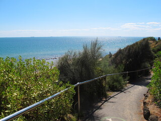 Fototapeta na wymiar view of walkway go to Sandringham beach, Melbourne, Australia