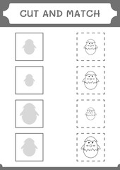 Cut and match parts of Chick, game for children. Vector illustration, printable worksheet