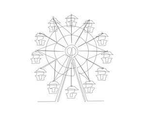 Continuous line drawing of Ferris wheel.