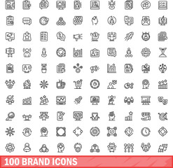 100 brand icons set. Outline illustration of 100 brand icons vector set isolated on white background