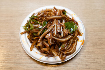 Cold Chinese Pig Ear Salad on a Plate