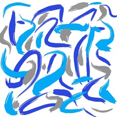 Blue abstract Illustration. Strokes illustration. Hand-drawn illustration. 