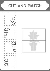 Cut and match parts of Flower, game for children. Vector illustration, printable worksheet