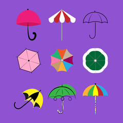 set of umbrellas in different styles to decorate banners, flyers, arts, posters