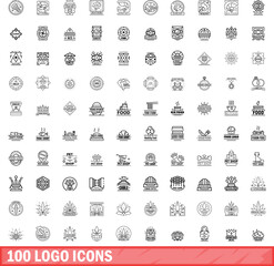 100 logo icons set. Outline illustration of 100 logo icons vector set isolated on white background