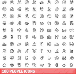 100 people icons set. Outline illustration of 100 people icons vector set isolated on white background