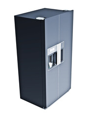 Metal refrigerator isolated on background