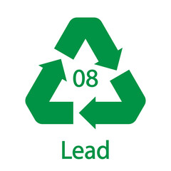 Battery recycling symbol 8 Lead , battery recycling code 8 Lead