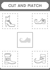 Cut and match parts of Leprechaun boot, game for children. Vector illustration, printable worksheet