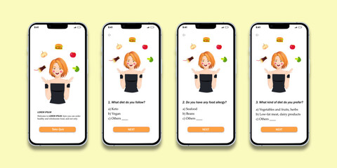UI design of a quiz flow for a food delivery app