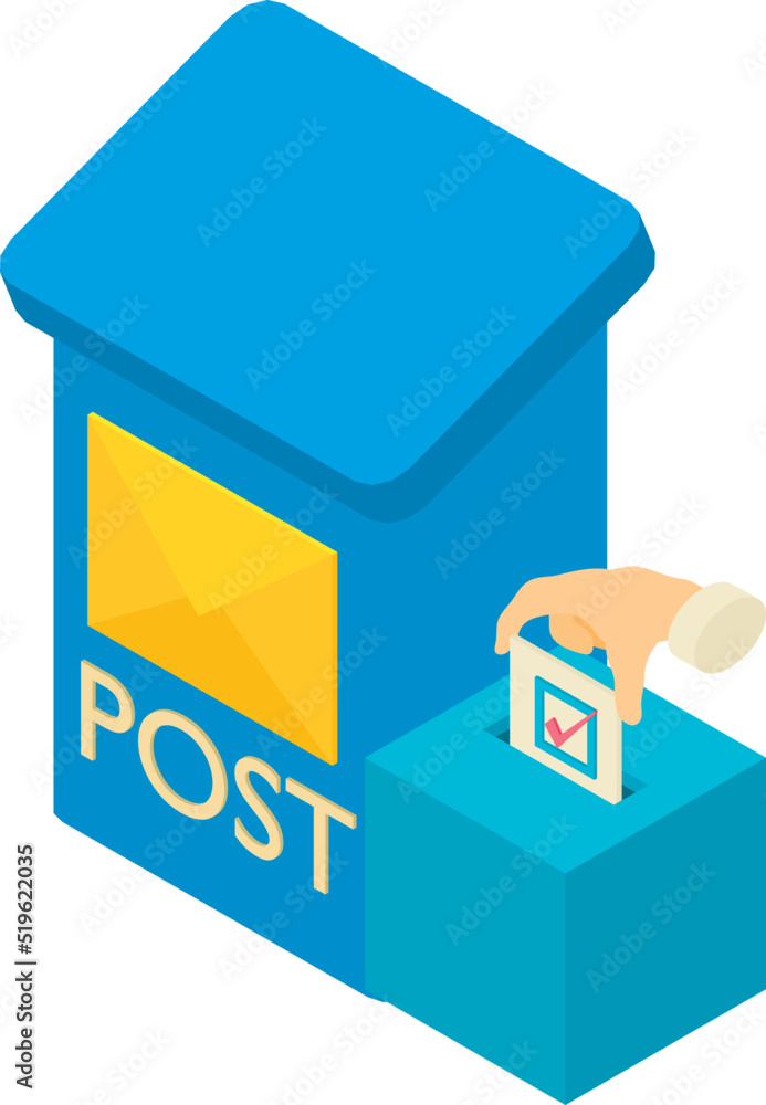 Poster mail voting icon isometric vector. voting document in vote box and postbox icon. election concept, s
