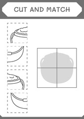 Cut and match parts of Cauldron, game for children. Vector illustration, printable worksheet