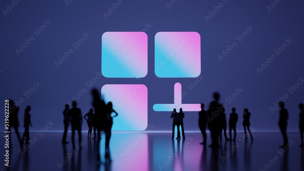 Aufkleber 3d rendering people in front of symbol of mobile app on background
