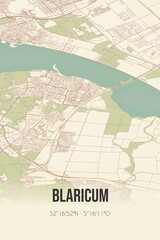 Blaricum, Noord-Holland, Gooi region vintage street map. Retro Dutch city plan.