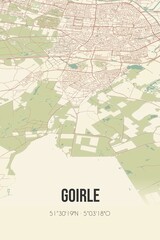 Goirle, Noord-Brabant vintage street map. Retro Dutch city plan.