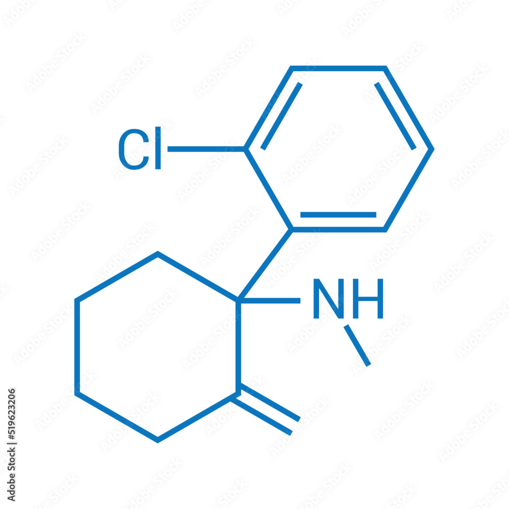 Sticker chemical structure of Ketamine (C13H16ClNO)