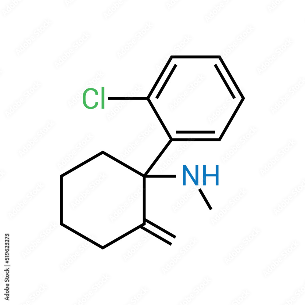 Wall mural chemical structure of Ketamine (C13H16ClNO)