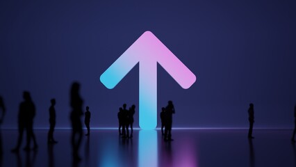 3d rendering people in front of symbol of arrow up on background