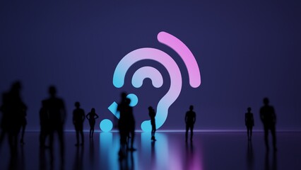 3d rendering people in front of symbol of assistive listening systems on background