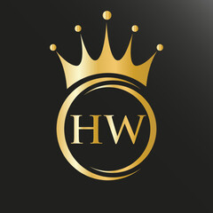 Letter HW Crown Logo. Royal Crown Logo for Spa, Yoga, Beauty, Fashion, Star, Elegant, Luxury Sign